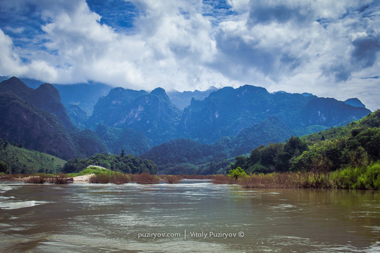 A river between mountains in Vietnam